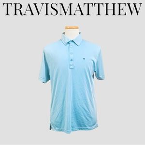 TravisMatthew Men’s Short Sleeve Golf Polo Shirt Light Blue Medium